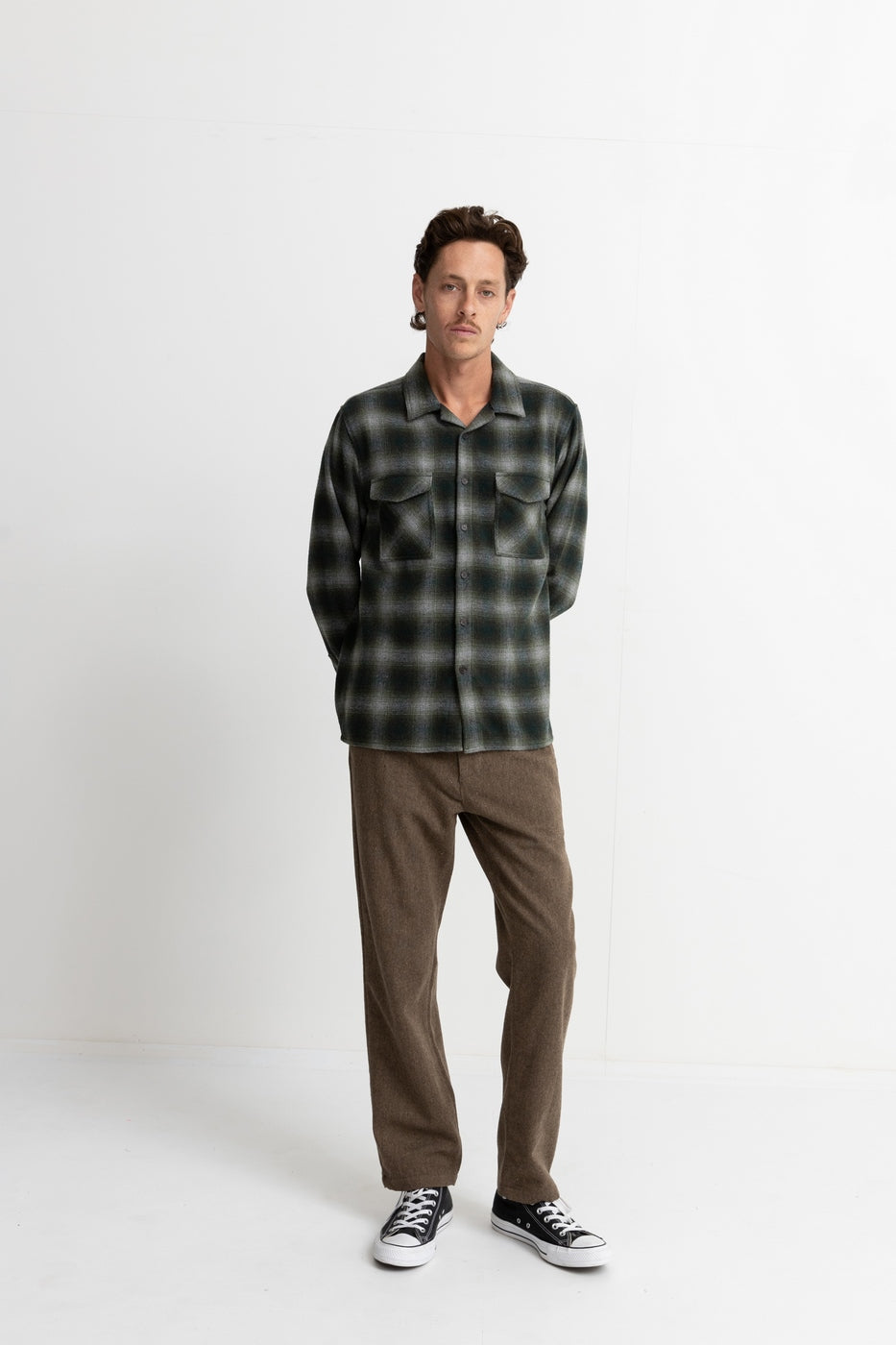 Rhythm - Chemise Manches Longues Plaid Flannel - Pine - Homme