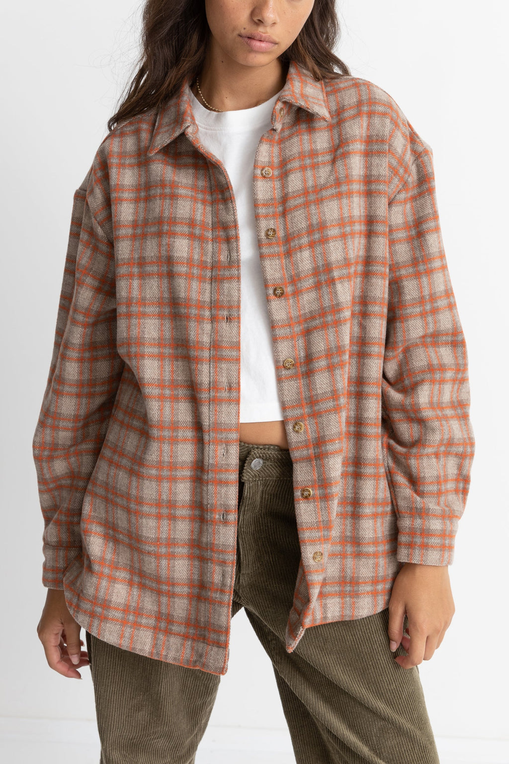 Rhythm - Chemise Flannel Oversized - Orange - Femme