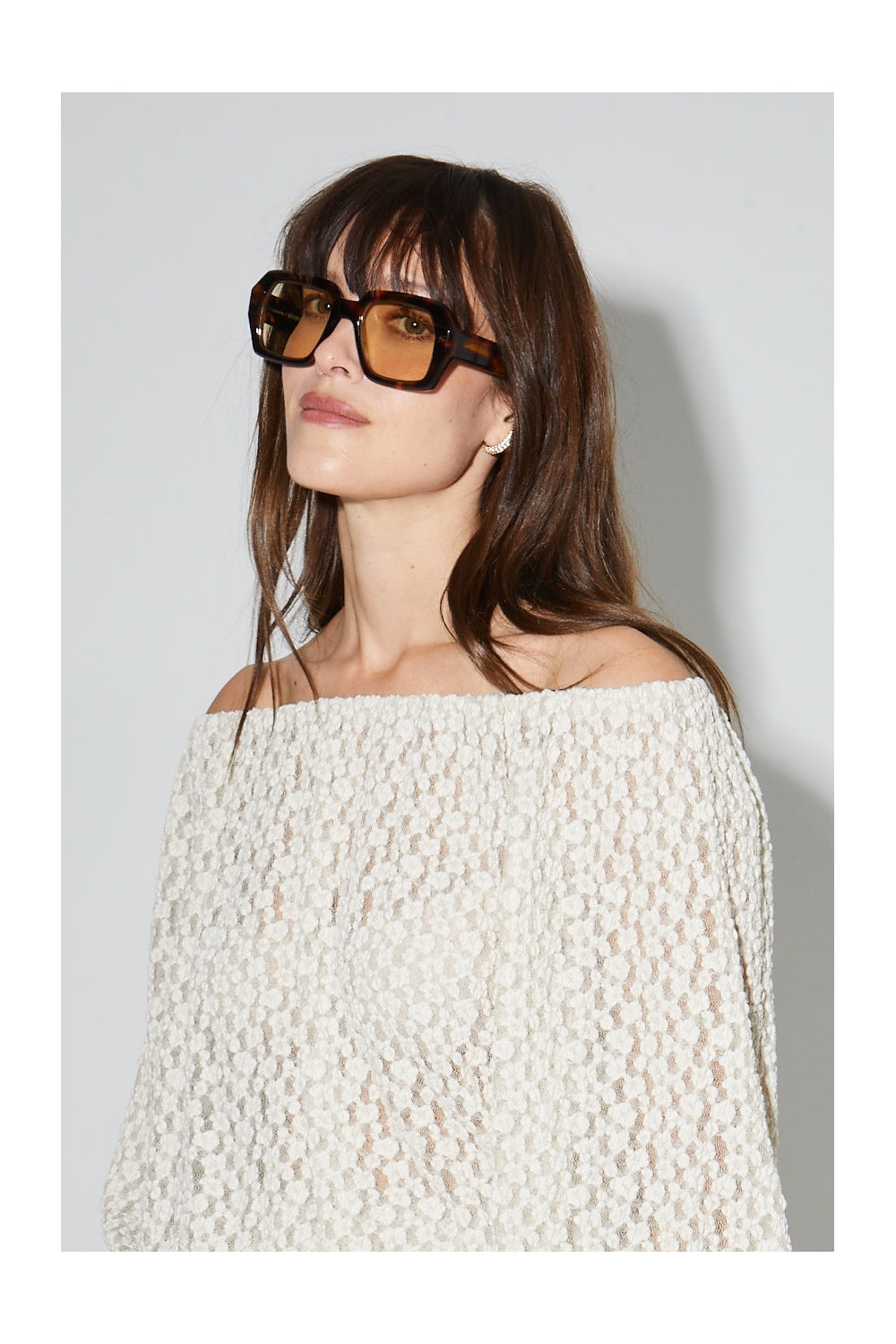 Camicetta Giulia Flower Pizzo Made In Italy - Naturale