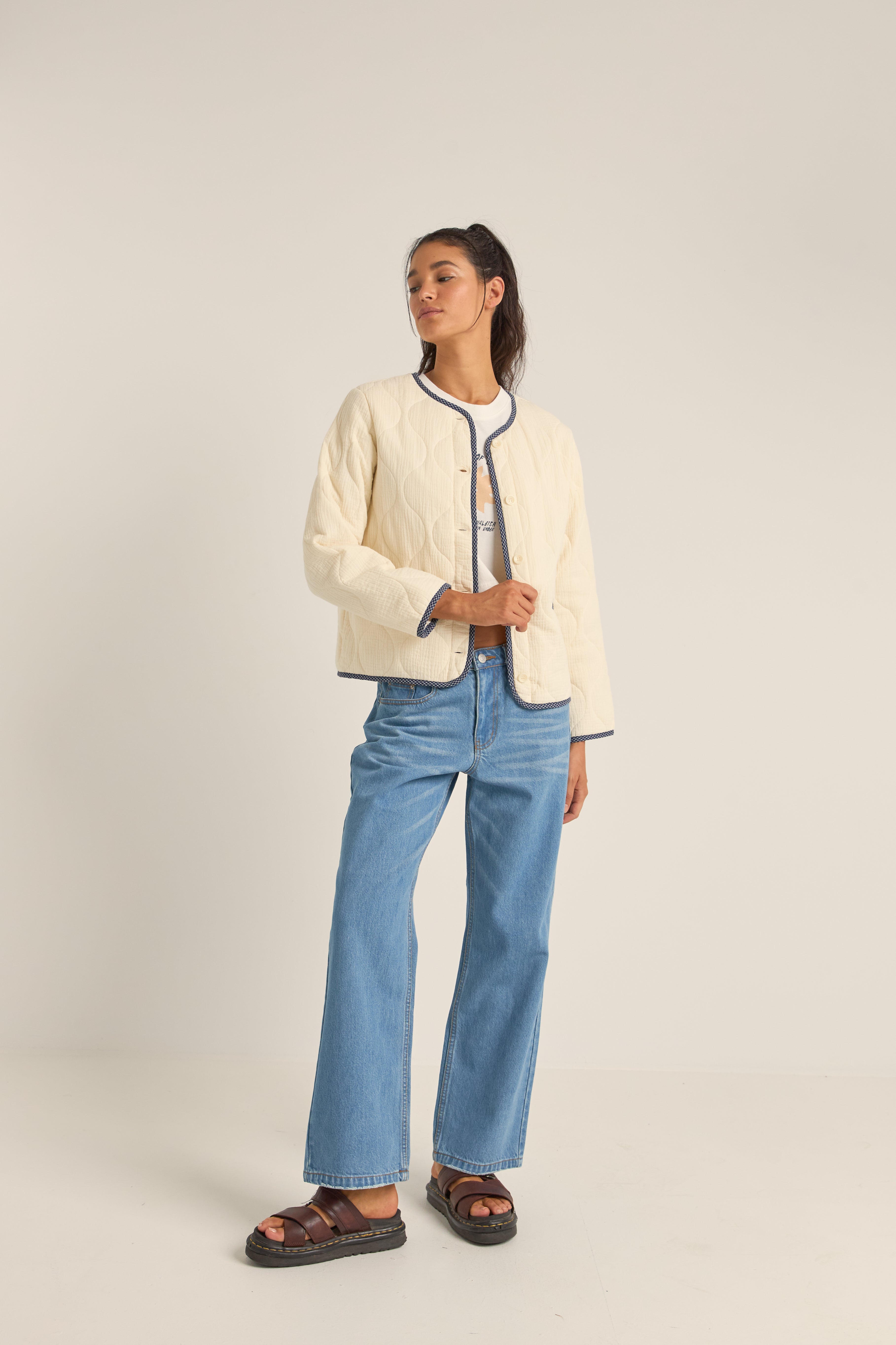 Veste Check Quilted - Cream - Femme