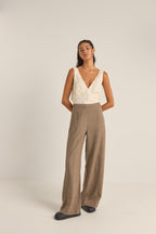 Whitehaven Wide Leg Trousers - Cream - Women