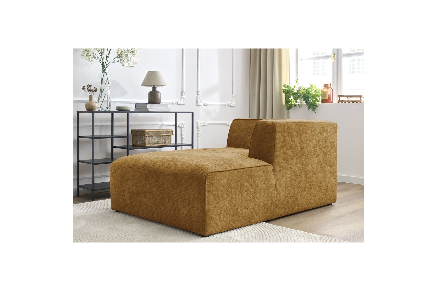 Chaise longue para sofá modular MEGEVE - Tejido texturizado - Esquina derecha