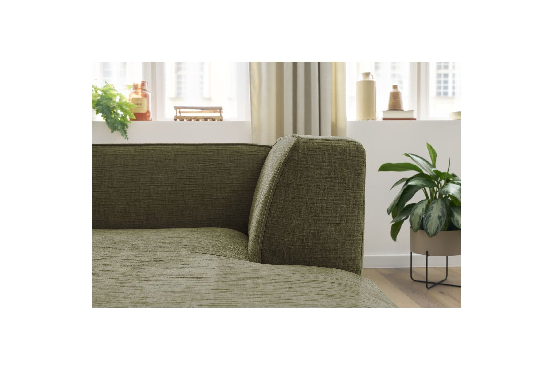 Chaise longue para sofá modular MEGEVE - Tejido texturizado - Esquina derecha