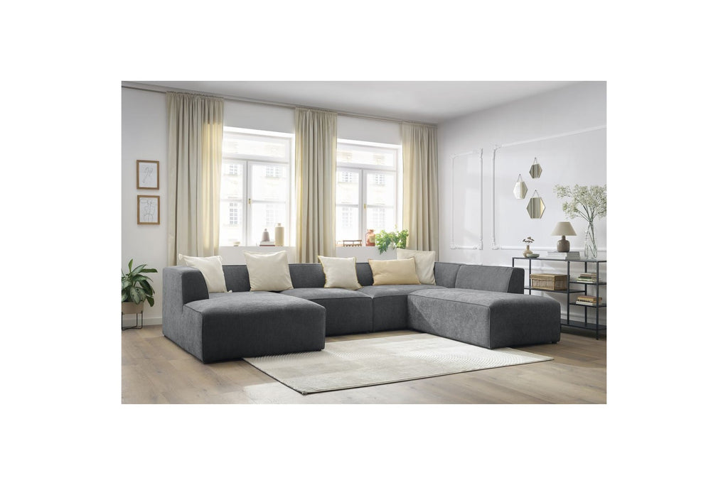 Fixed Panoramic Sofa - Megeve - Textured Fabric - Left Corner