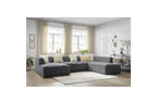 Fixed Panoramic Sofa - Megeve - Textured Fabric - Left Corner