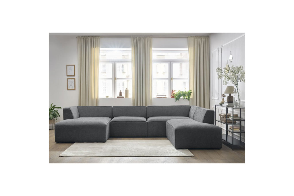 Fixed Panoramic Sofa - Megeve - Textured Fabric - Left Corner