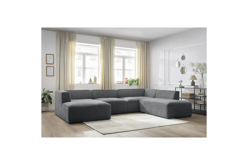 Fixed Panoramic Sofa - Megeve - Textured Fabric - Left Corner