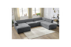 Fixed Panoramic Sofa - Megeve - Textured Fabric - Left Corner