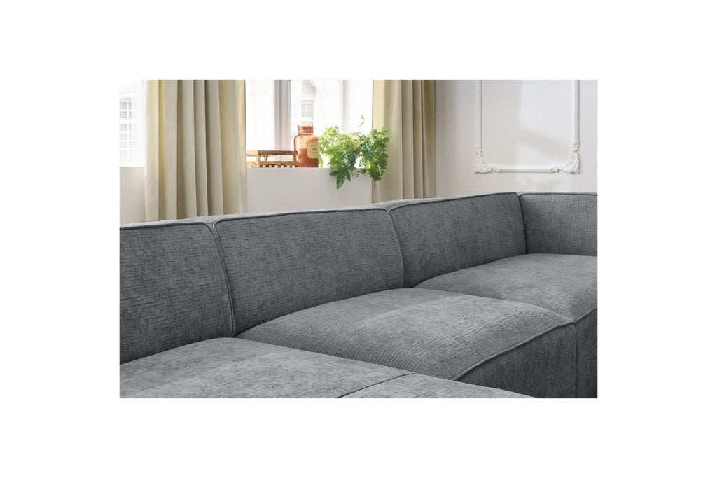 Fixed Panoramic Sofa - Megeve - Textured Fabric - Left Corner