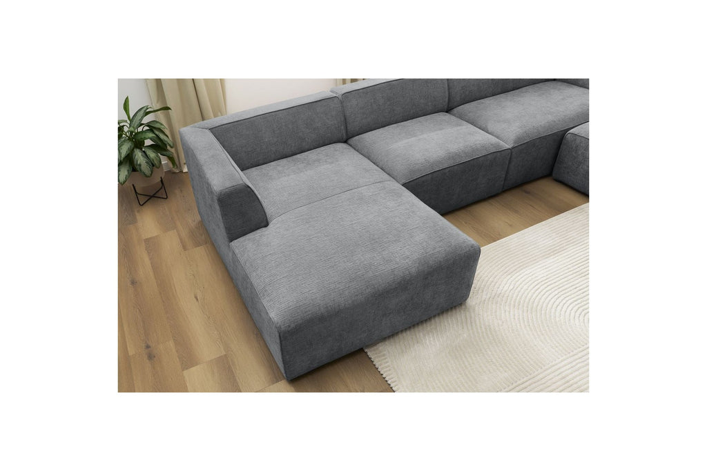 Fixed Panoramic Sofa - Megeve - Textured Fabric - Left Corner