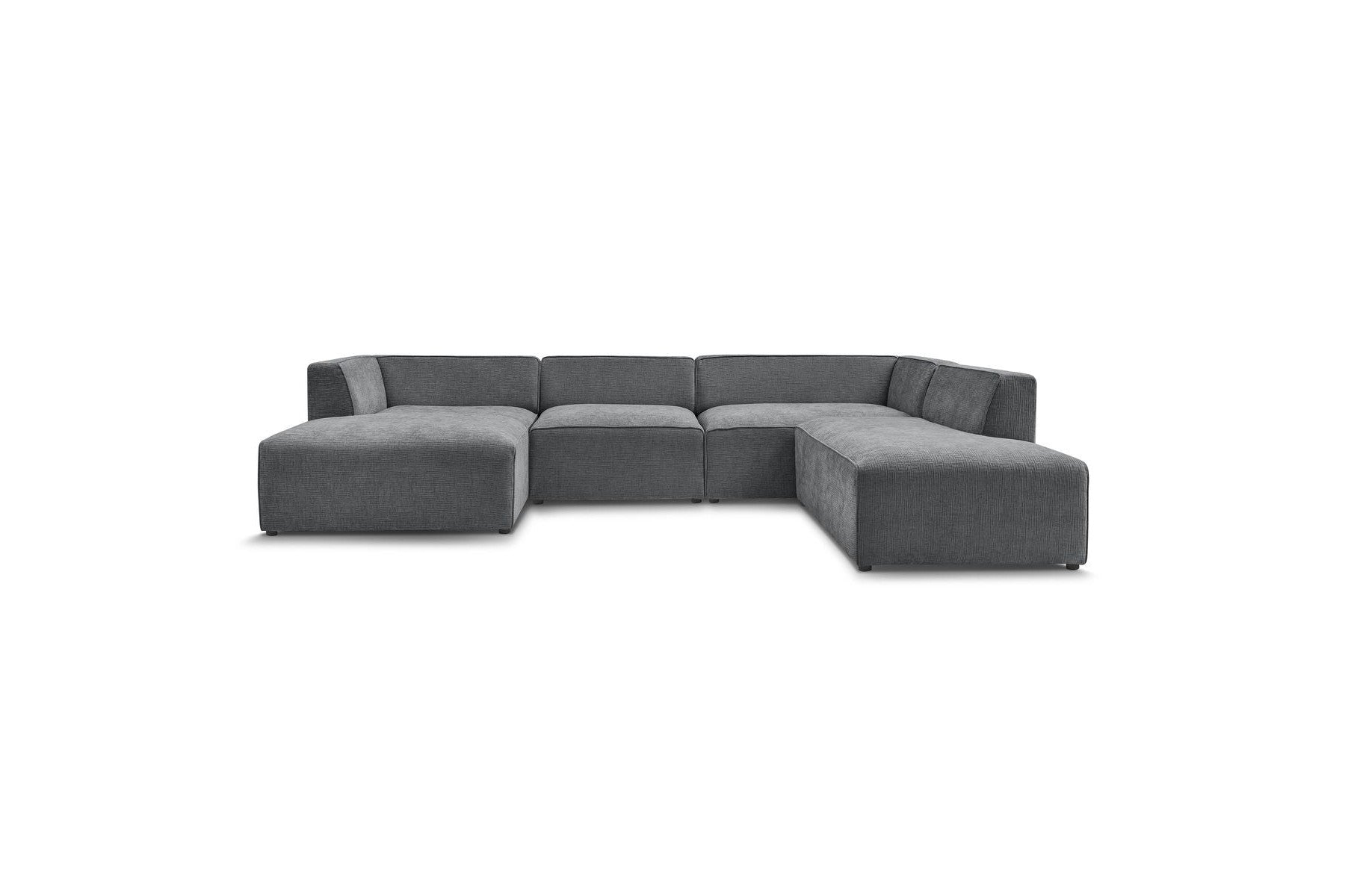 Fixed Panoramic Sofa - Megeve - Textured Fabric - Left Corner