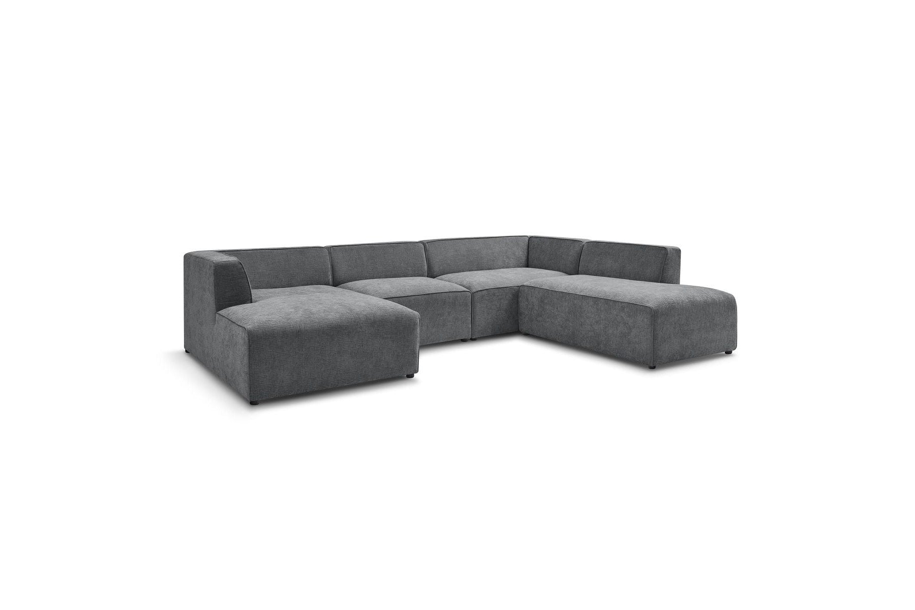 Fixed Panoramic Sofa - Megeve - Textured Fabric - Left Corner