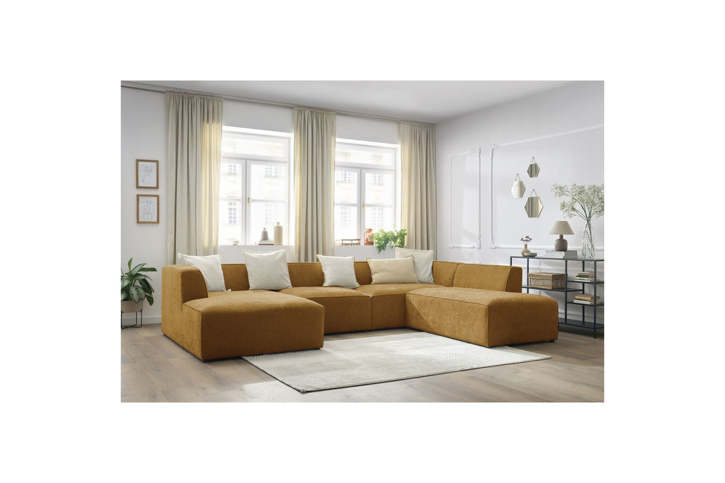 Fixed Panoramic Sofa - Megeve - Textured Fabric - Left Corner