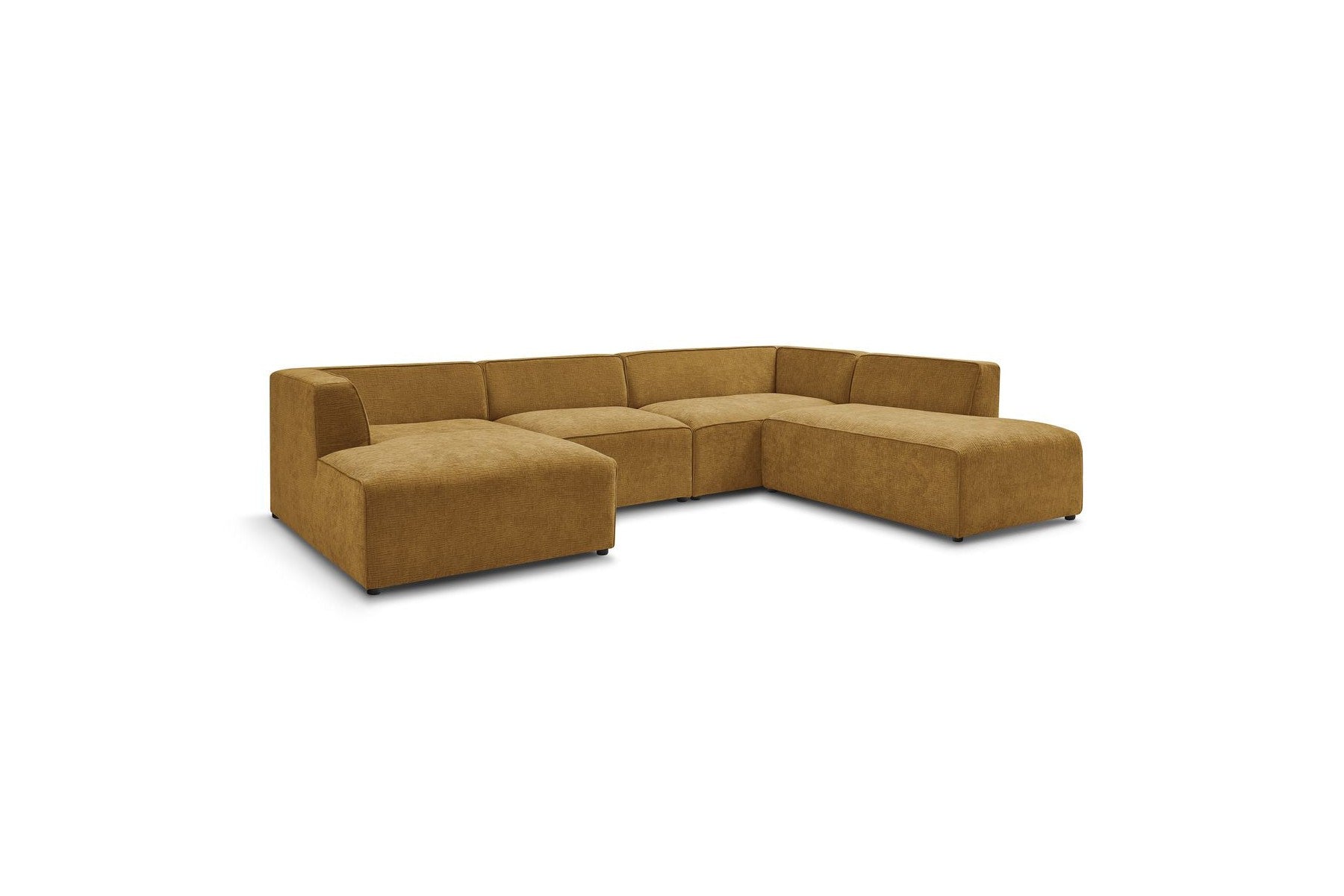 Fixed Panoramic Sofa - Megeve - Textured Fabric - Left Corner