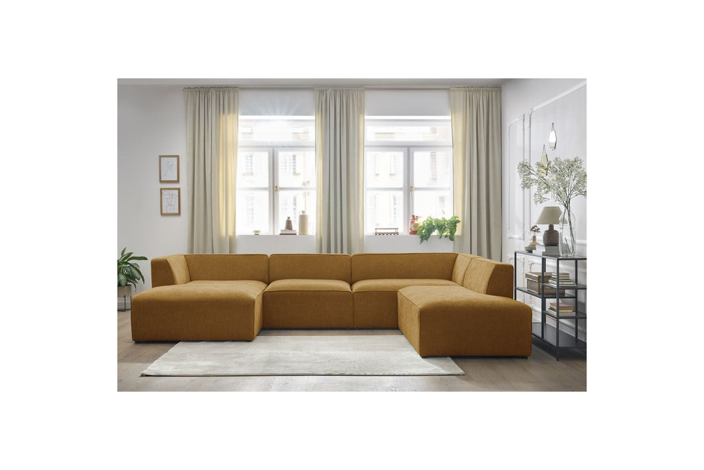 Fixed Panoramic Sofa - Megeve - Textured Fabric - Left Corner