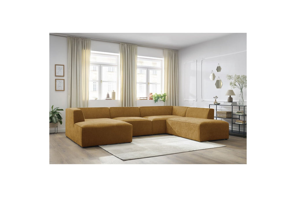 Fixed Panoramic Sofa - Megeve - Textured Fabric - Left Corner