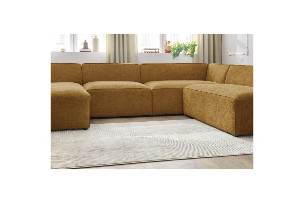 Fixed Panoramic Sofa - Megeve - Textured Fabric - Left Corner