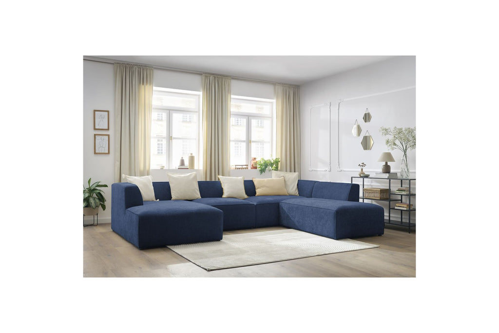 Fixed Panoramic Sofa - Megeve - Textured Fabric - Left Corner