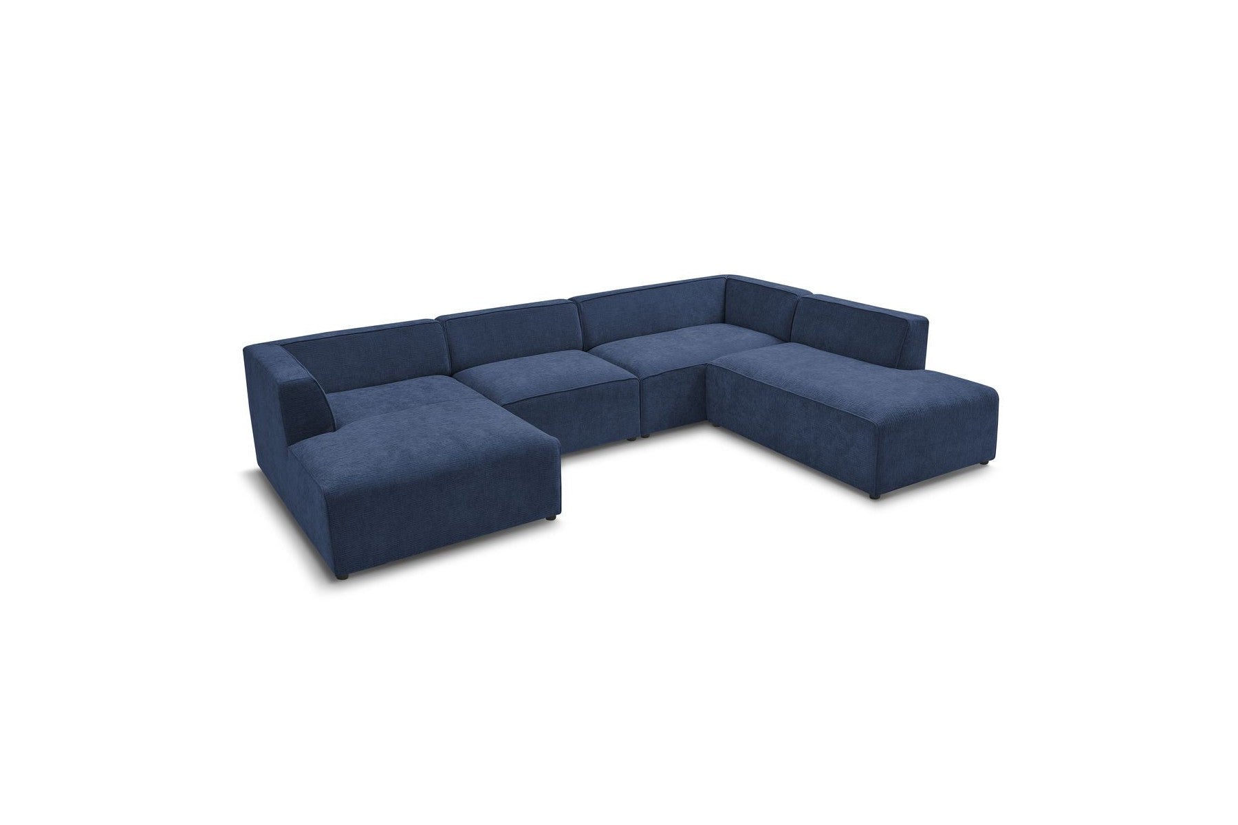 Fixed Panoramic Sofa - Megeve - Textured Fabric - Left Corner