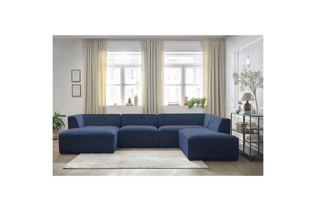 Fixed Panoramic Sofa - Megeve - Textured Fabric - Left Corner