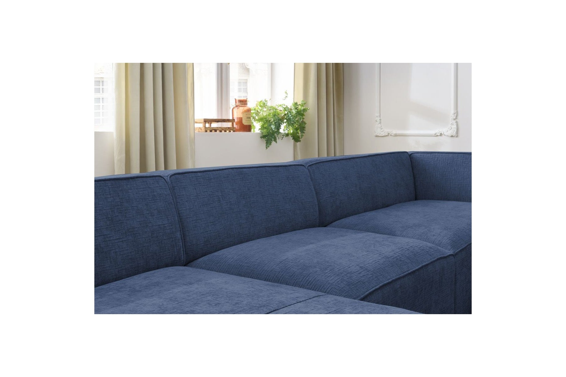 Fixed Panoramic Sofa - Megeve - Textured Fabric - Left Corner