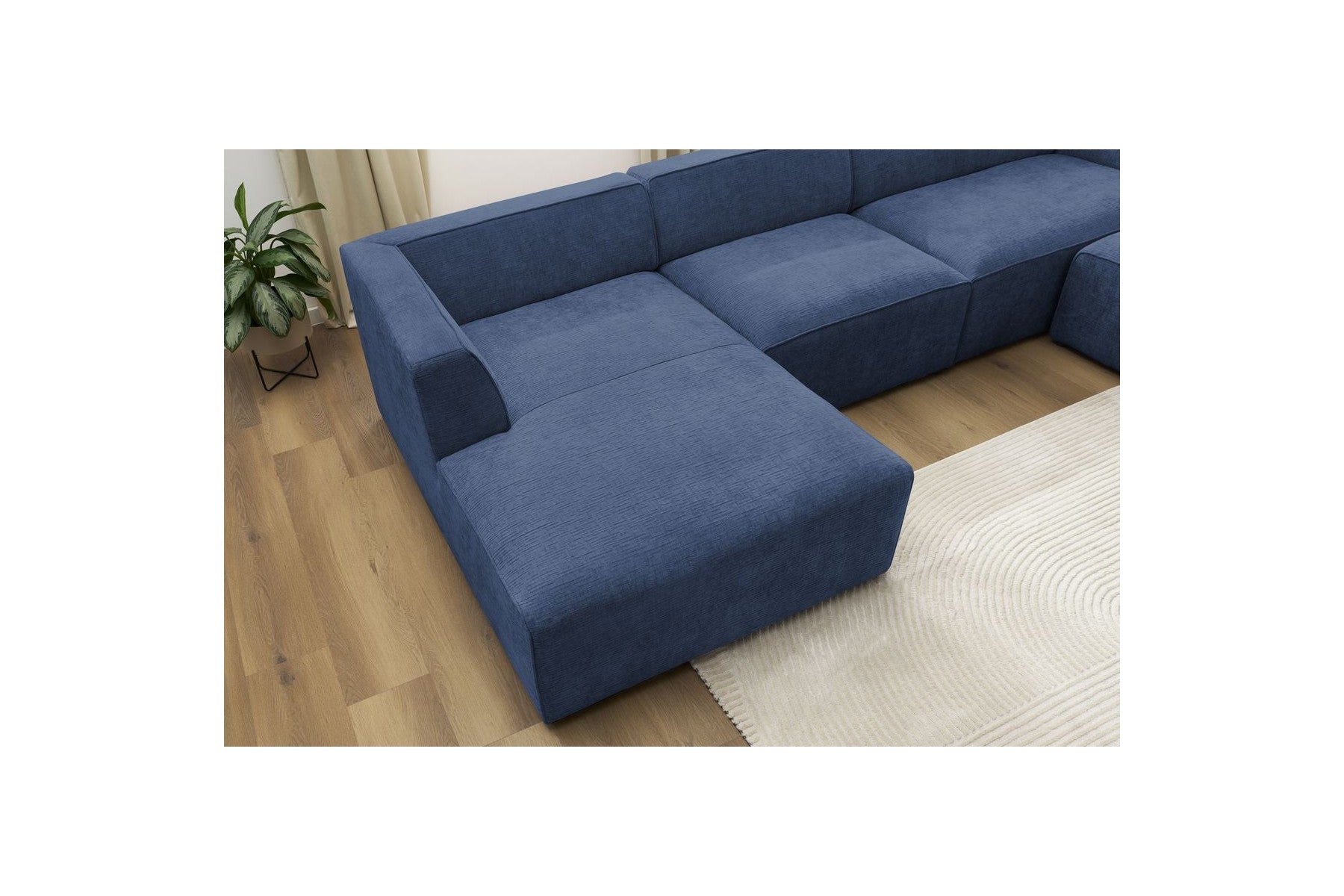 Fixed Panoramic Sofa - Megeve - Textured Fabric - Left Corner