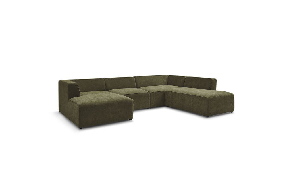 Fixed Panoramic Sofa - Megeve - Textured Fabric - Left Corner