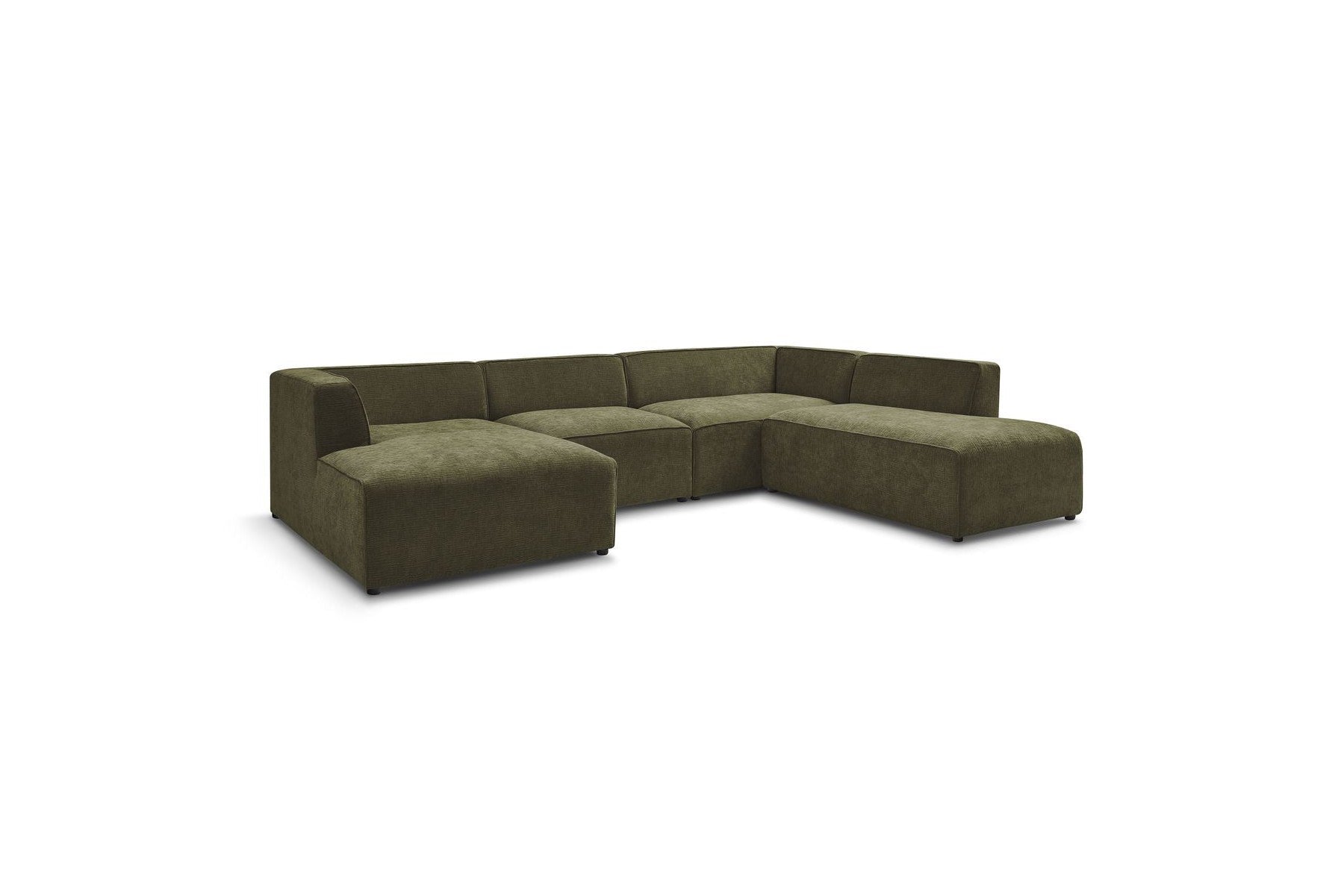 Fixed Panoramic Sofa - Megeve - Textured Fabric - Left Corner