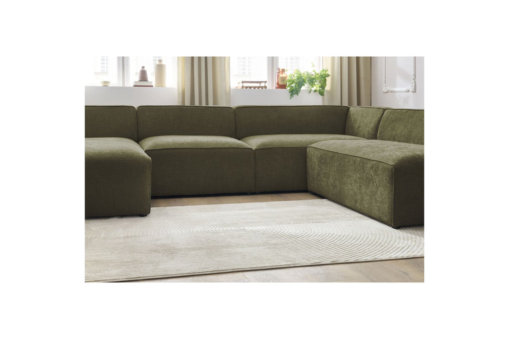 Fixed Panoramic Sofa - Megeve - Textured Fabric - Left Corner