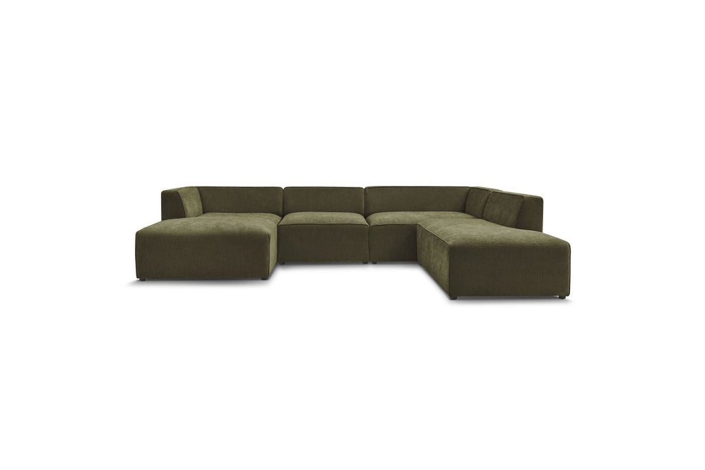 Fixed Panoramic Sofa - Megeve - Textured Fabric - Left Corner