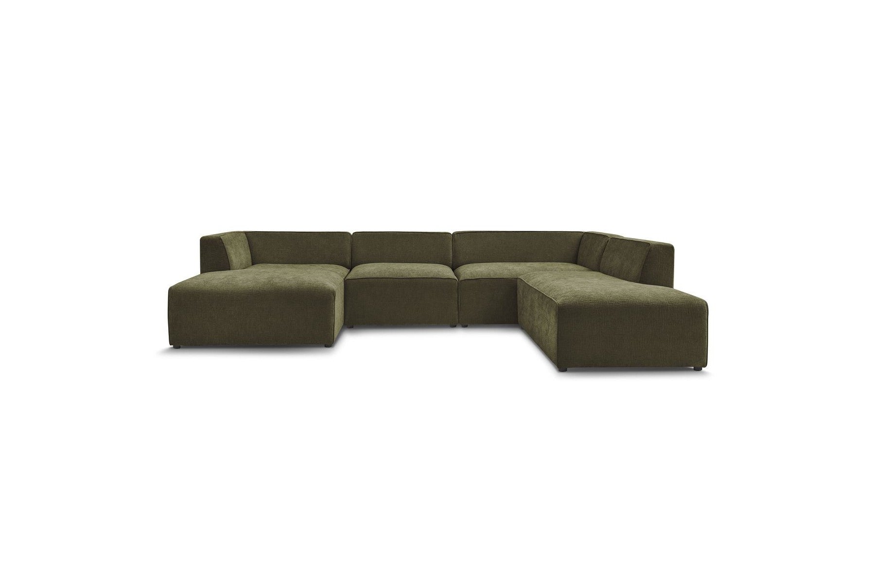 Fixed Panoramic Sofa - Megeve - Textured Fabric - Left Corner