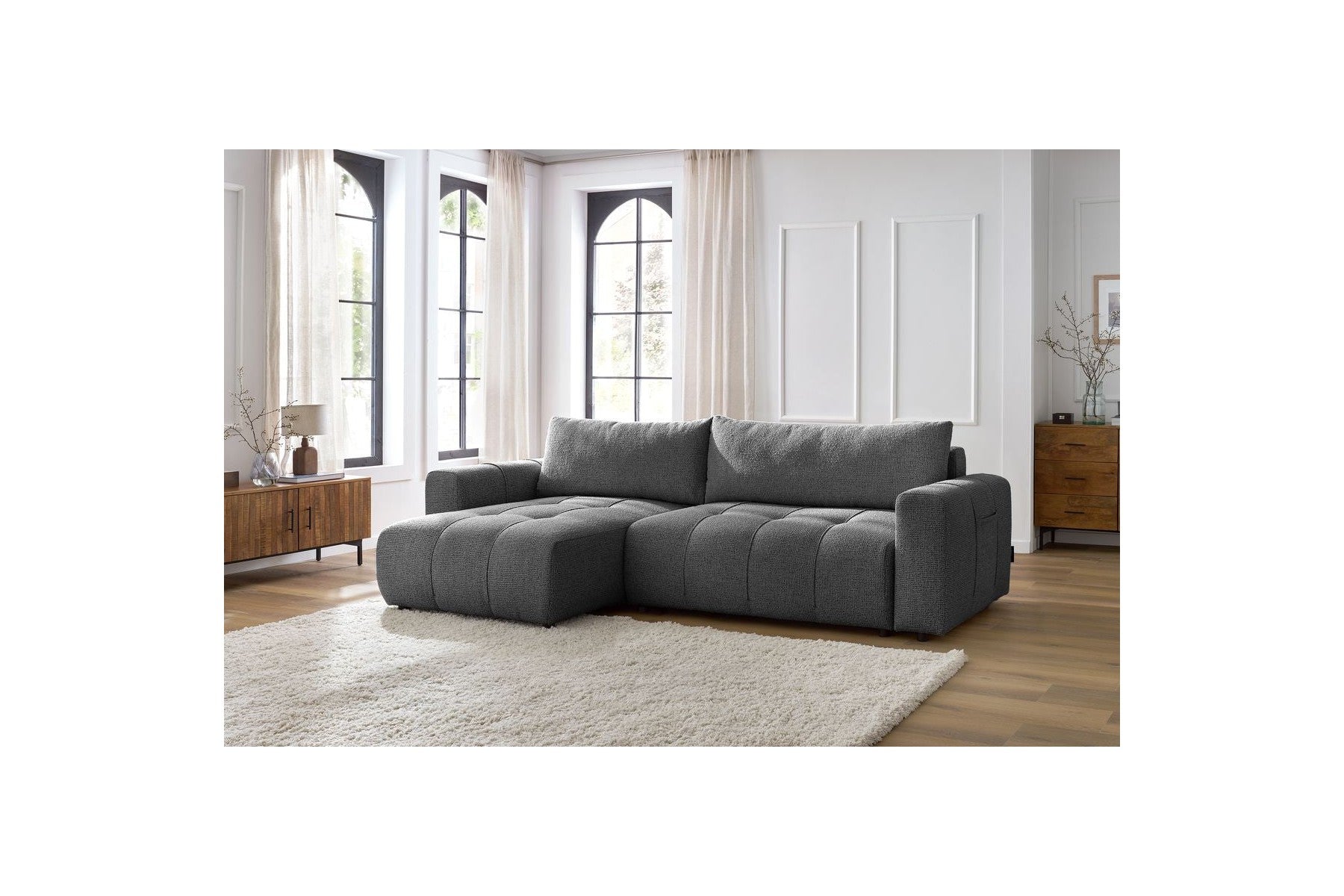 Sofá esquinero reversible convertible con arcón Arsene