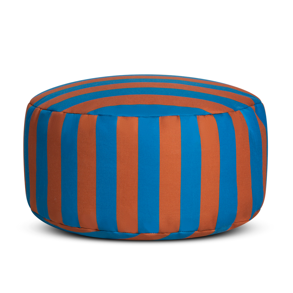 Pouf À Rayures - Bleu Et Marron