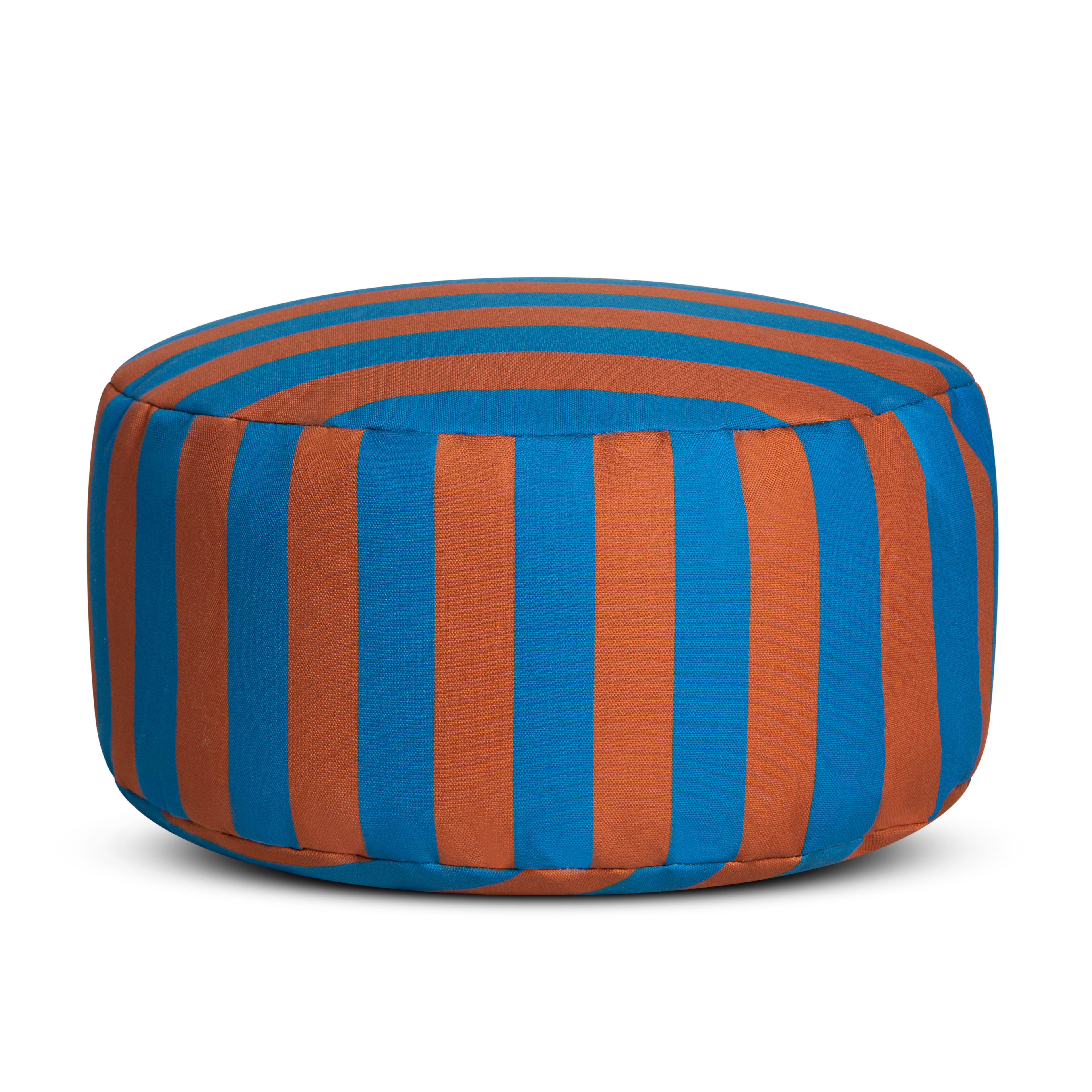 Pouf À Rayures - Bleu Et Marron