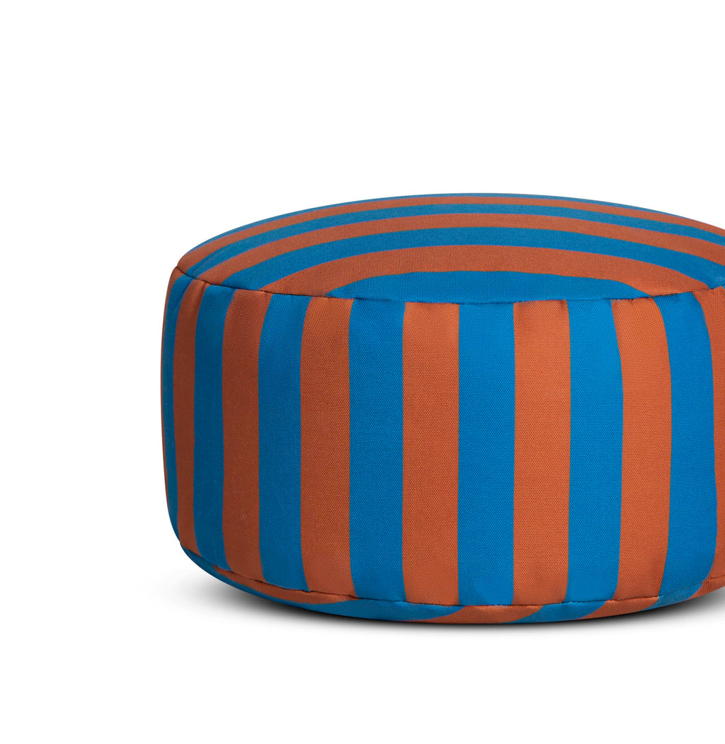 Pouf À Rayures - Bleu Et Marron