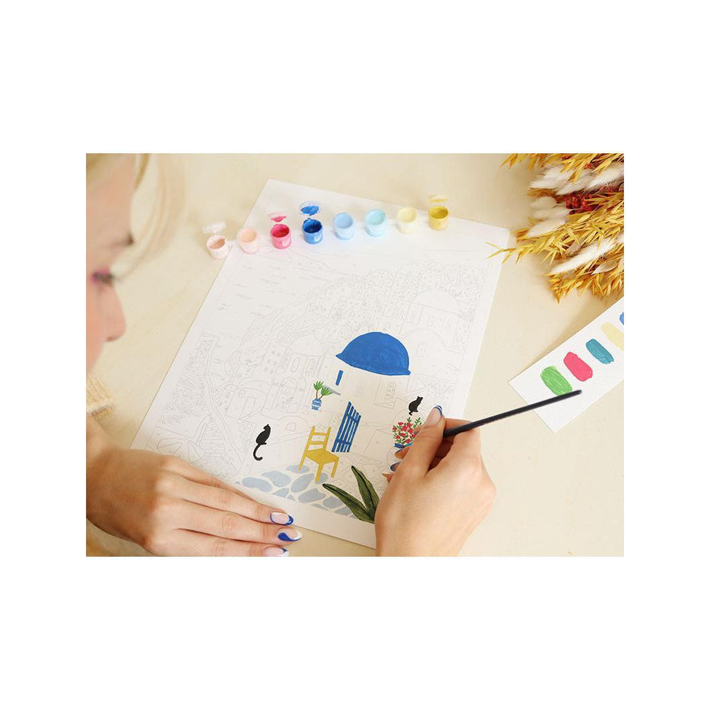 Caja de pintura por números - Pincel pequeño - Santorini de Maja Tomljanovic