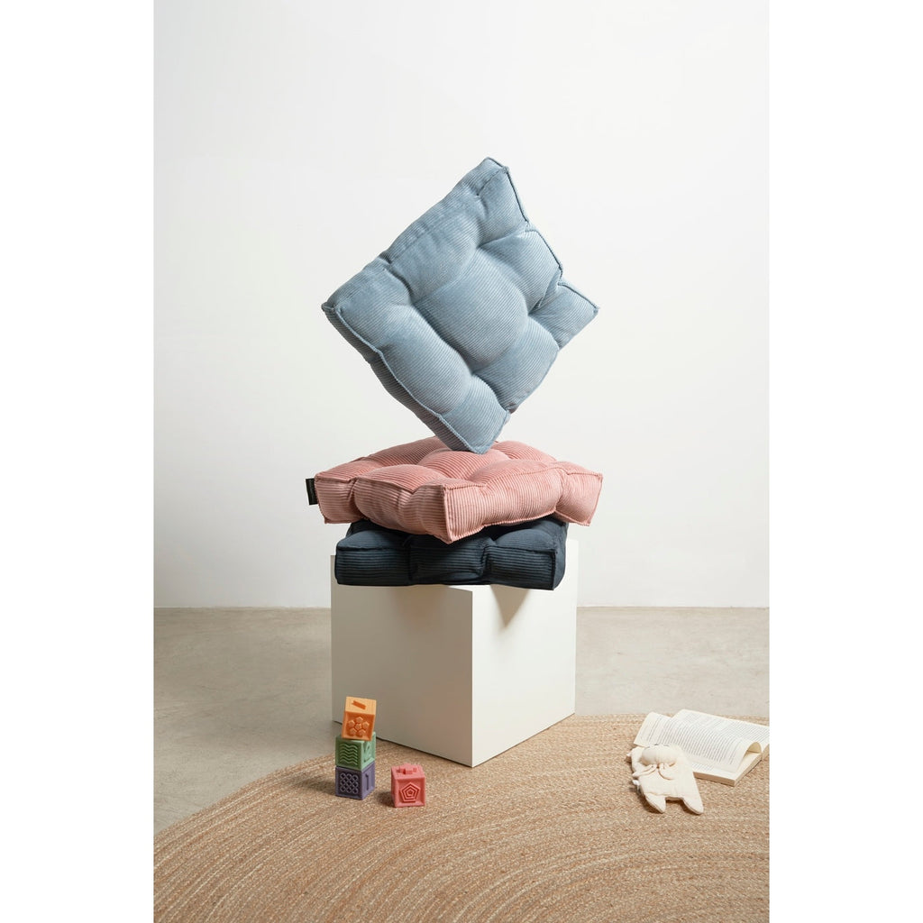 Coussin Carré Gustav En Velours Côtelé - Marine