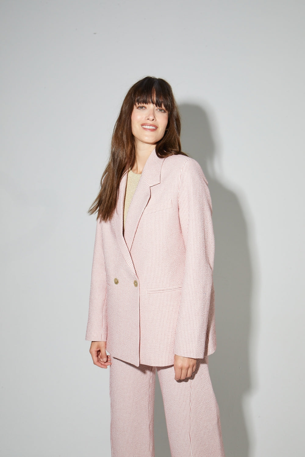 Blazer Ema, Rayures Gaufrées Rouges Fabriqué En Italie - Rouge
