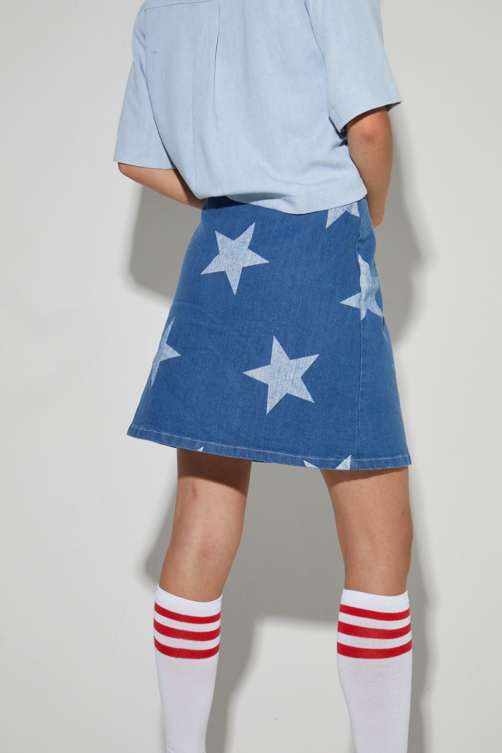 Mini-Jupe Stella, Esprit Denim Imprimé Étoile Blue Fabriqué En Italie