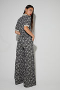 Charlie Panama Flower Black Pants, Made In Italy
