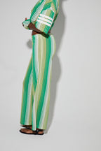Charlie Tricot Striped Trousers Green Made In Italy