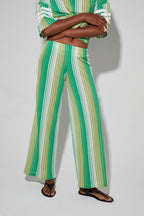 Charlie Tricot Striped Trousers Green Made In Italy