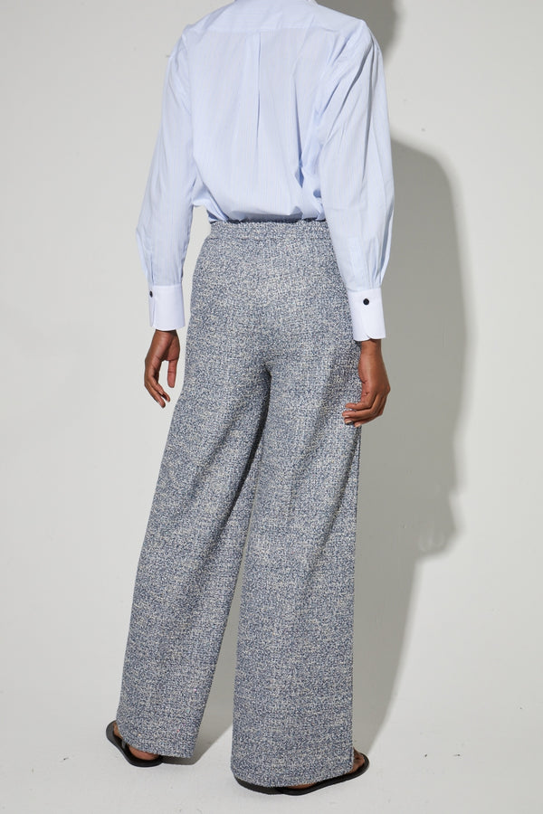 Pantalón Charlie Tricot Azul, Hecho En Italia