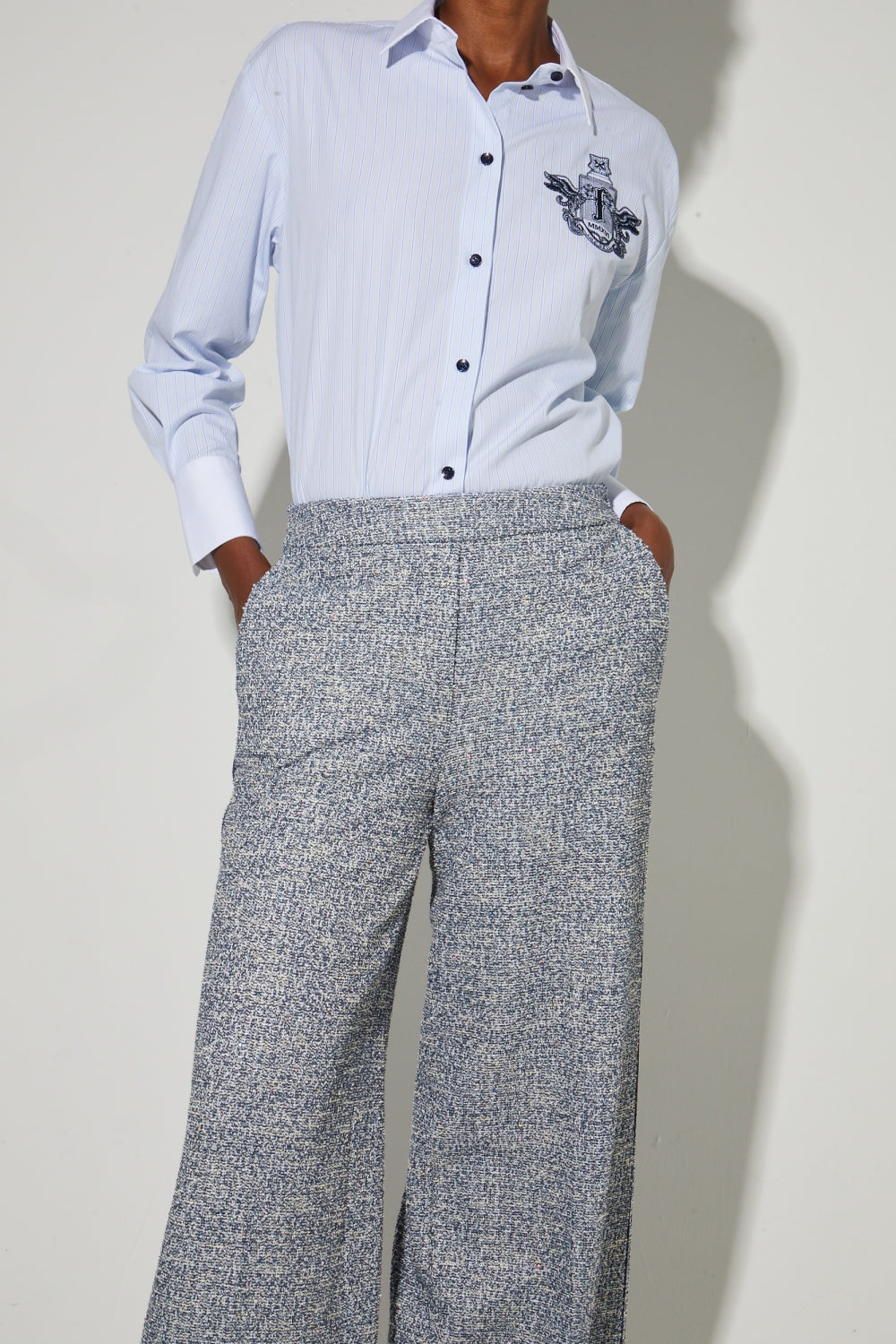 Charlie Knit Blue Trousers, Made In Italy - Blue
