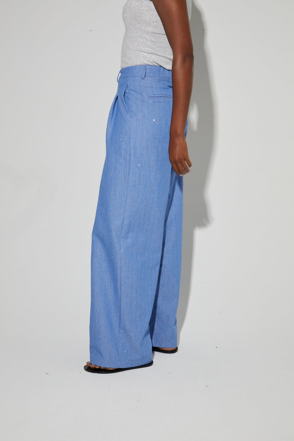 Astrid Éclat Blue Pants, Made In Italy