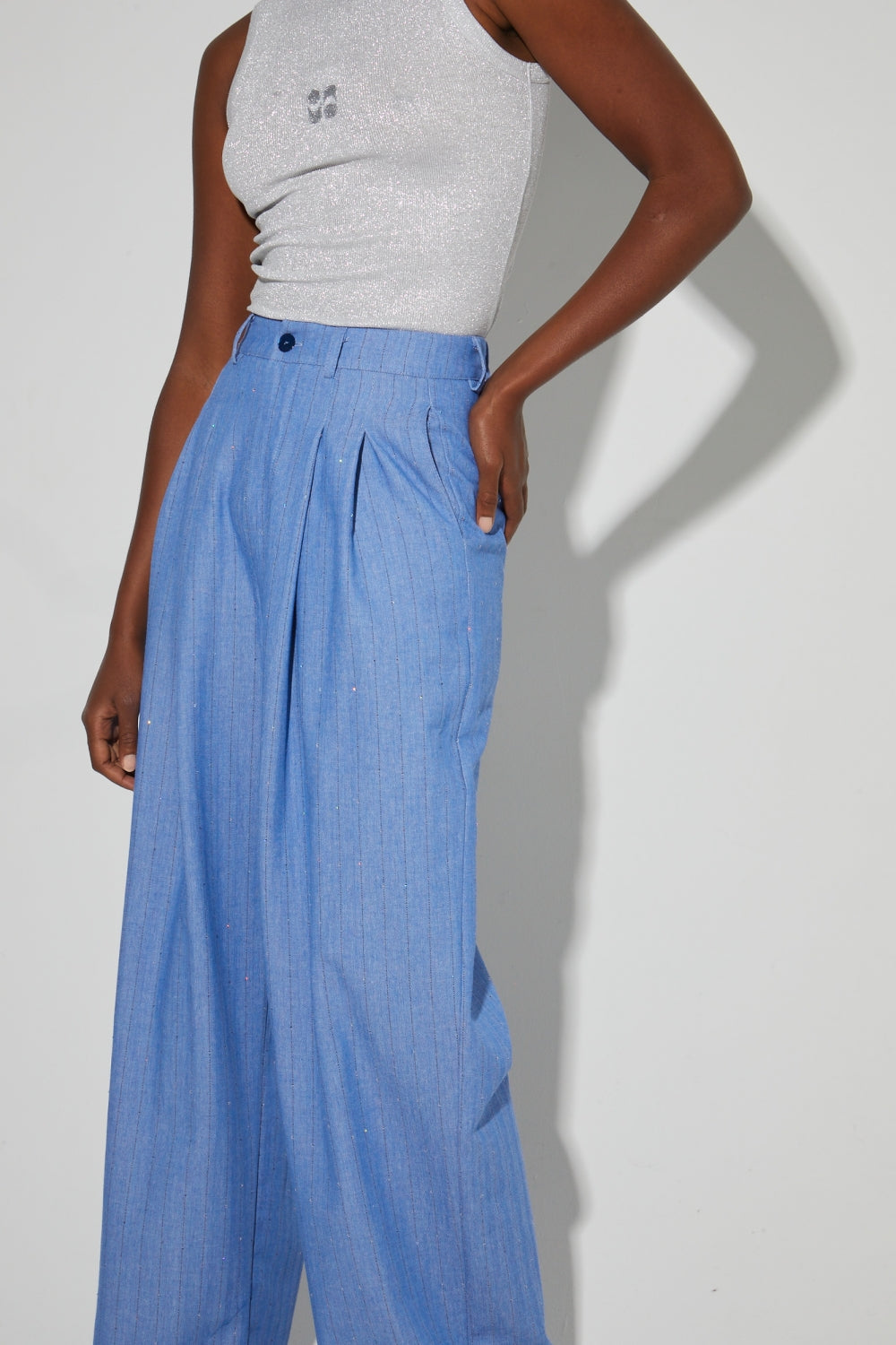Astrid Éclat Blue Pants, Made In Italy