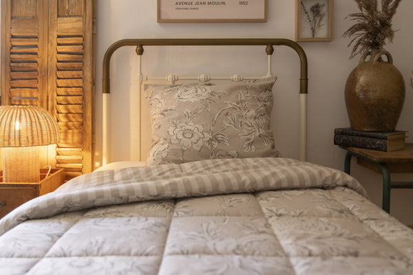 Nora - Couette Imprimée + 1 Taie D'Oreiller - Coton Imprimé