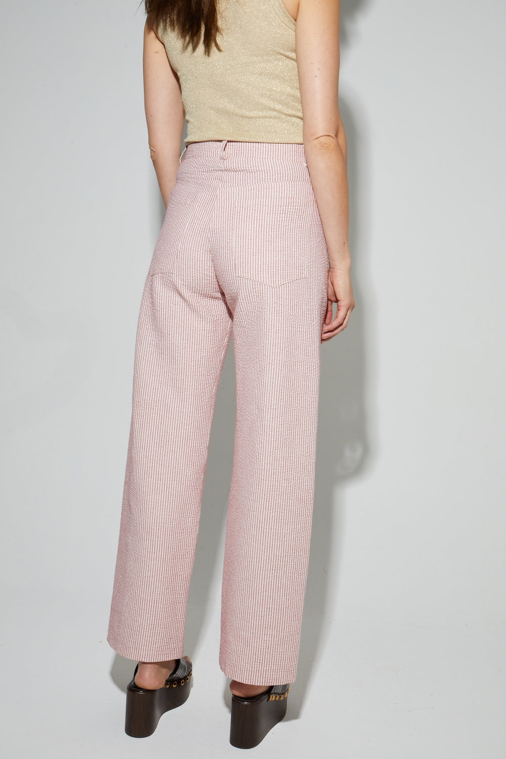 Malou Pants, Red Embossed Stripes Made In Italy