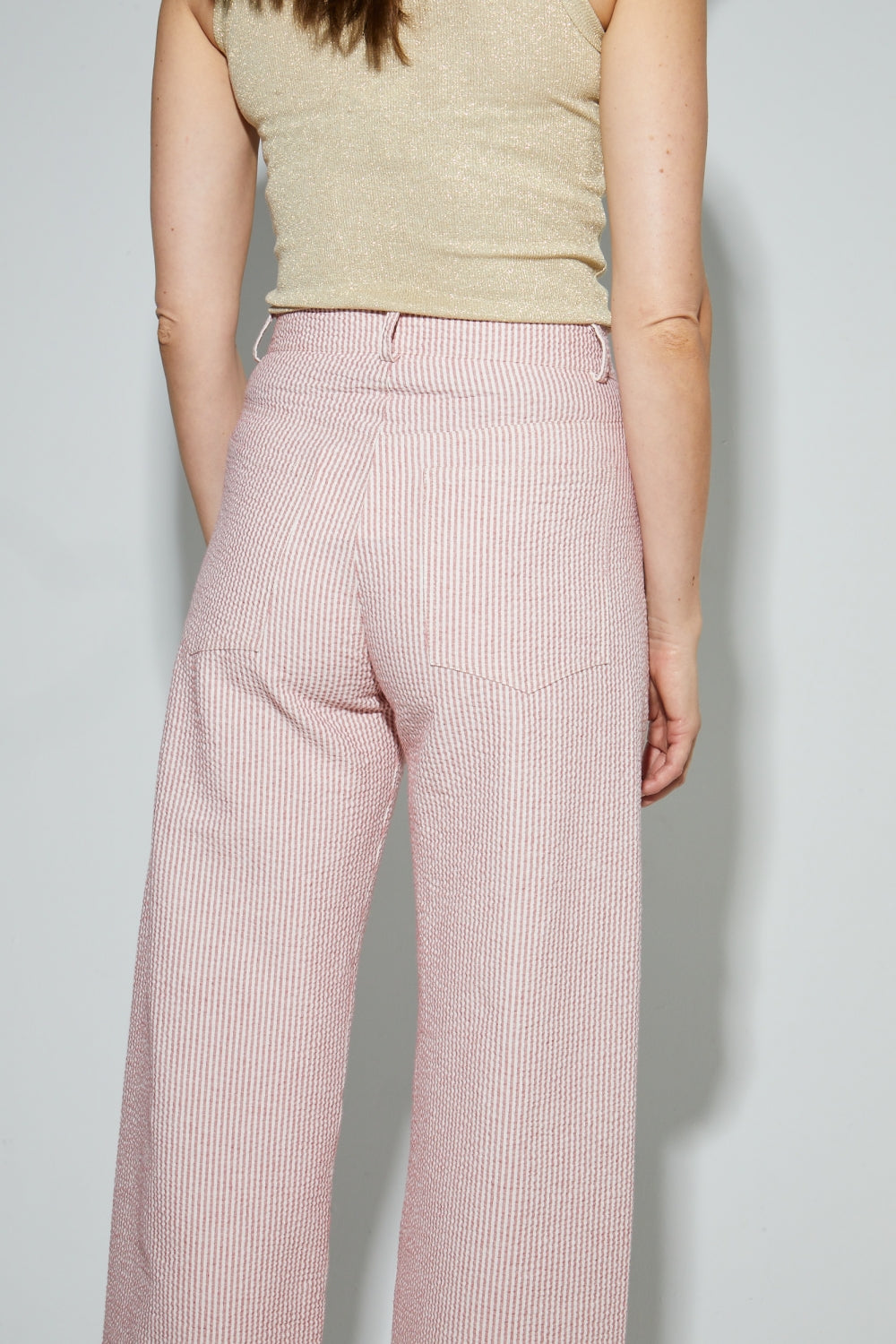 Malou Pants, Red Embossed Stripes Made In Italy