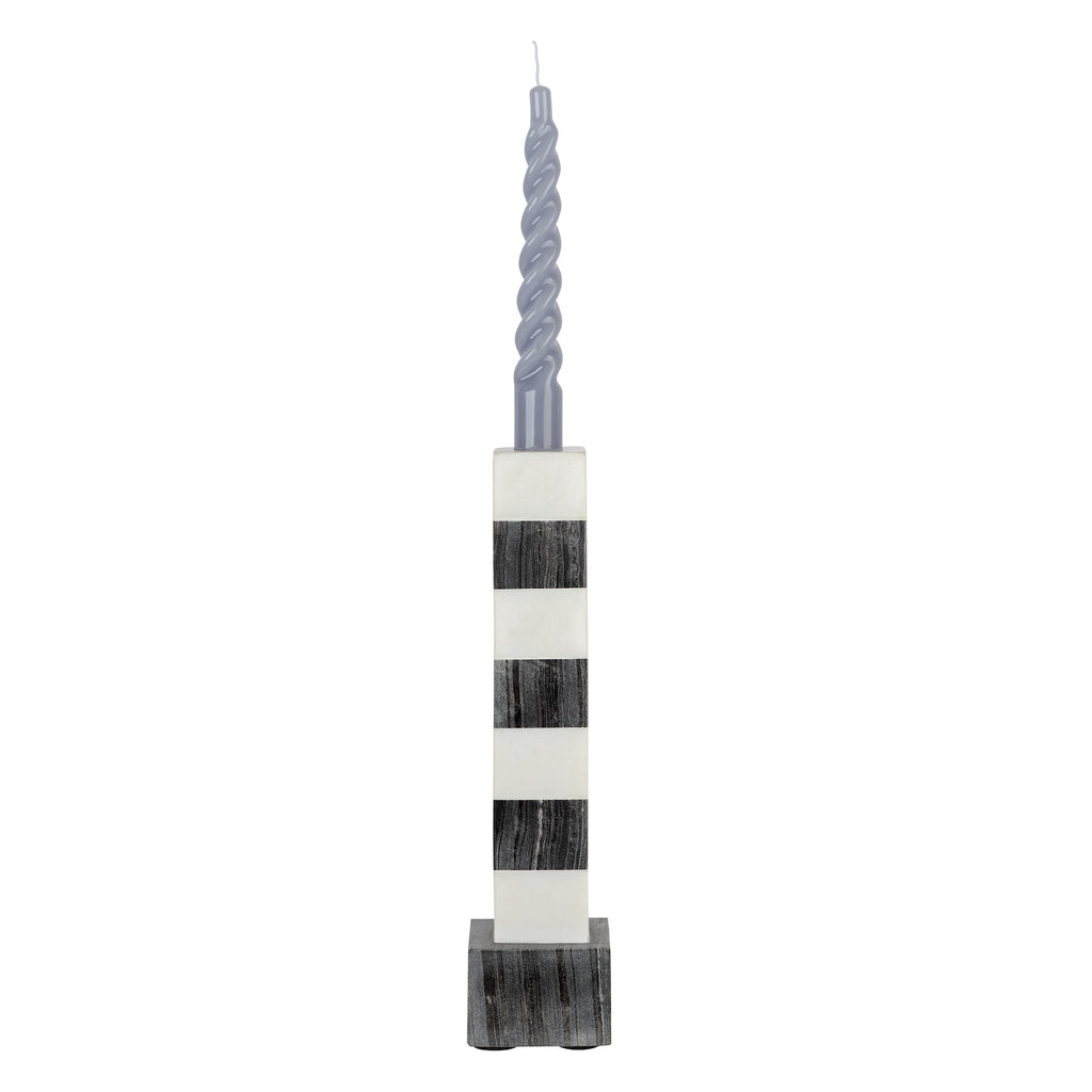 Set di due portacandele in marmo Louis - Nero/Bianco